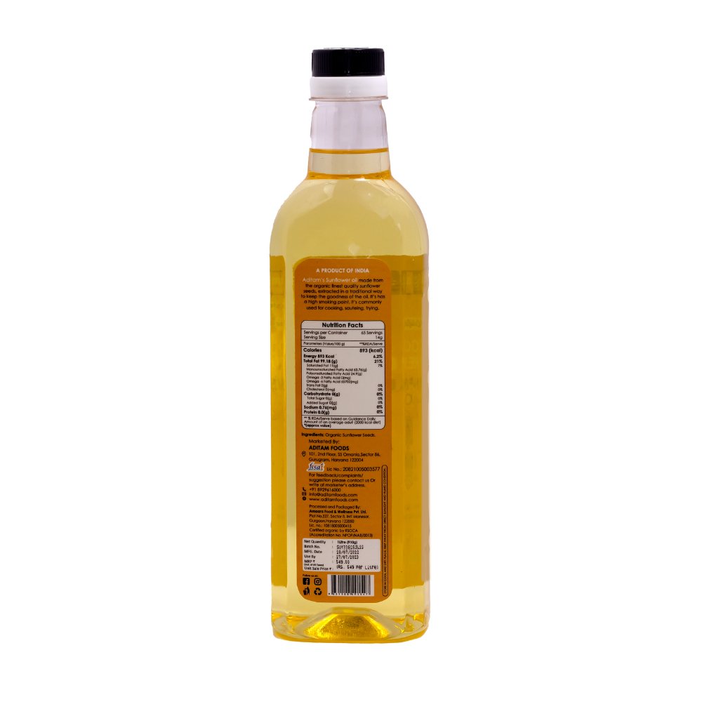 
                  
                    Aditam Organic Sunflower Oil (1L) - Kreate- Ghee & Oils
                  
                