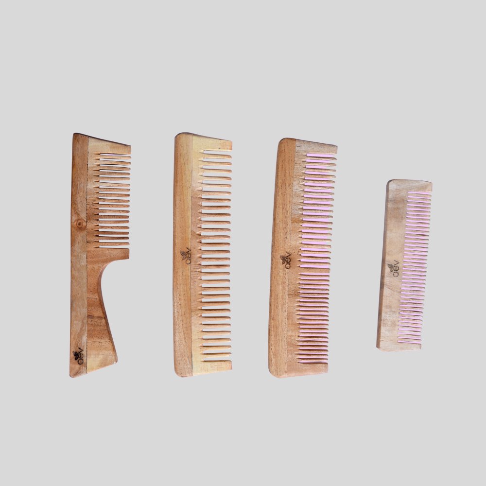 AEV Nemo Neem Wooden Haircombs with Mixed Teeth - Kreate- Combs