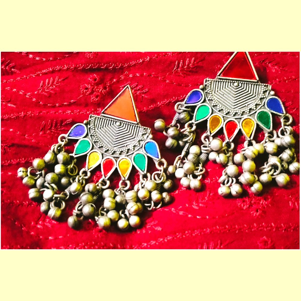 
                  
                    Afgan Multicolour Earrings With Ghungroo - Kreate- Earrings
                  
                