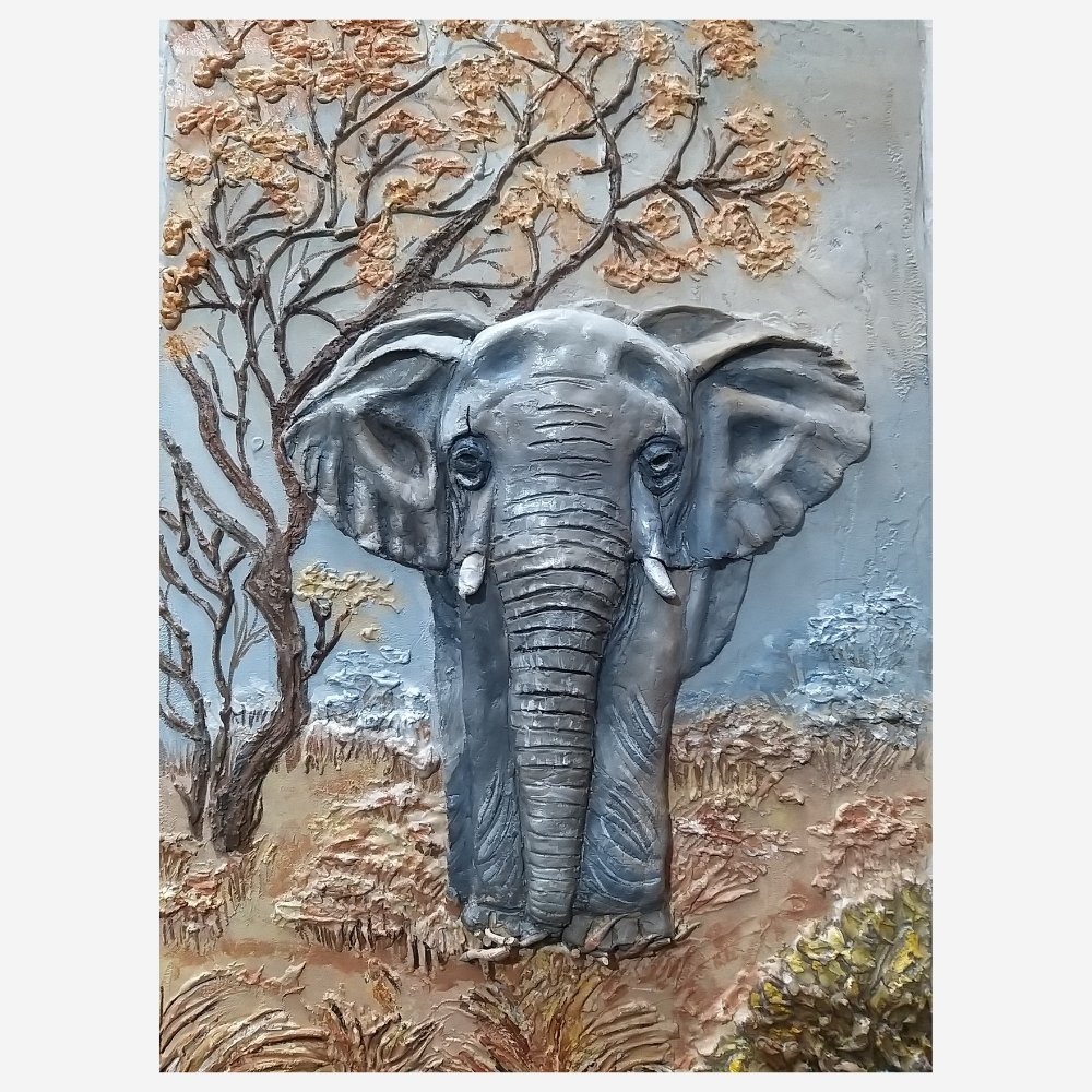 
                  
                    African Elephant Clay Mural - Kreate- Paintings
                  
                