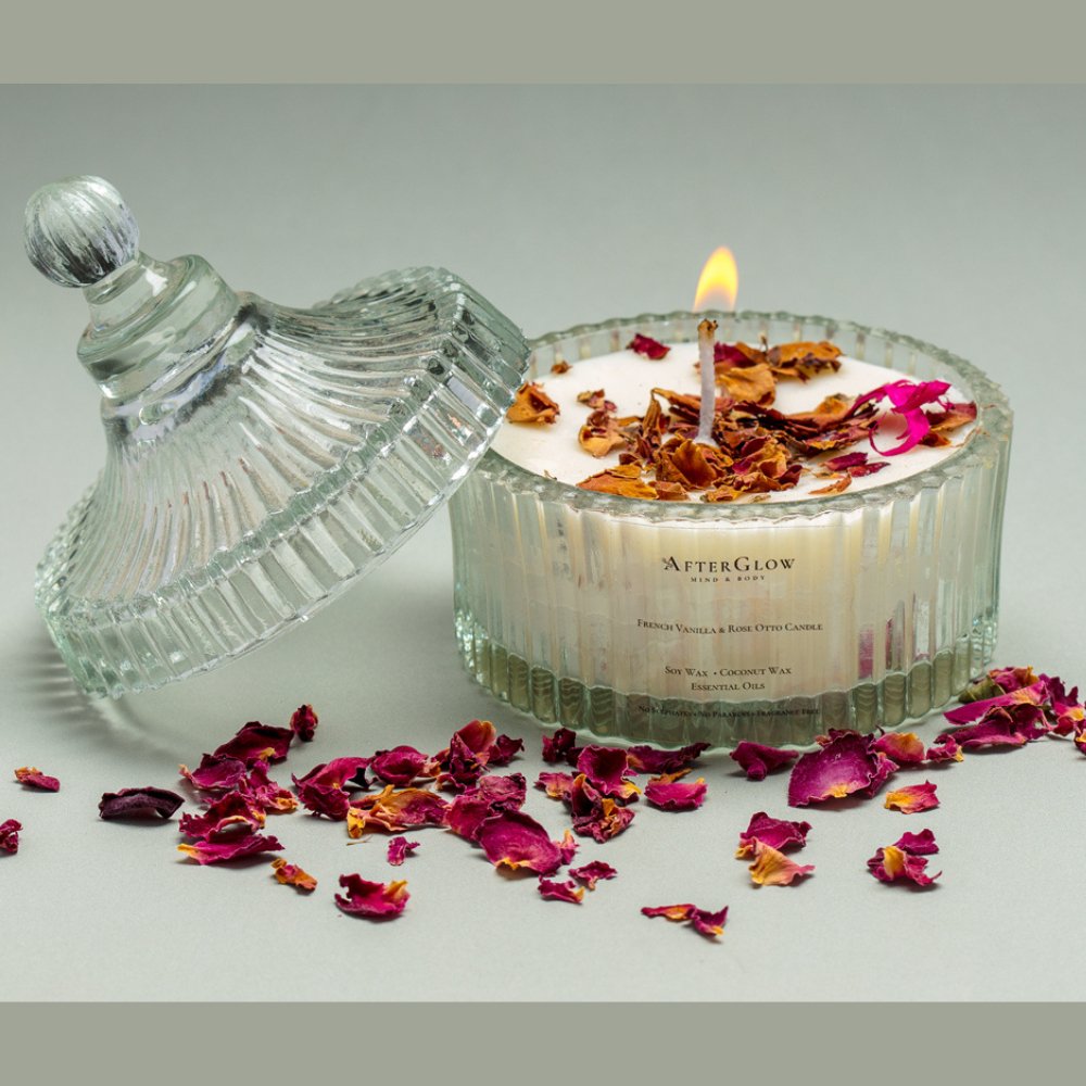 Afterglow French Vanilla and Rose Otto Candle - Kreate- Candles & Holders