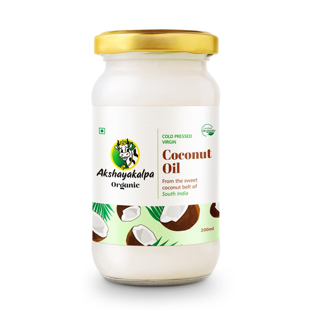 Akshayakalpa Organic Cold Pressed Virgin Coconut Oil (200ml) - Kreate- Ghee & Oils