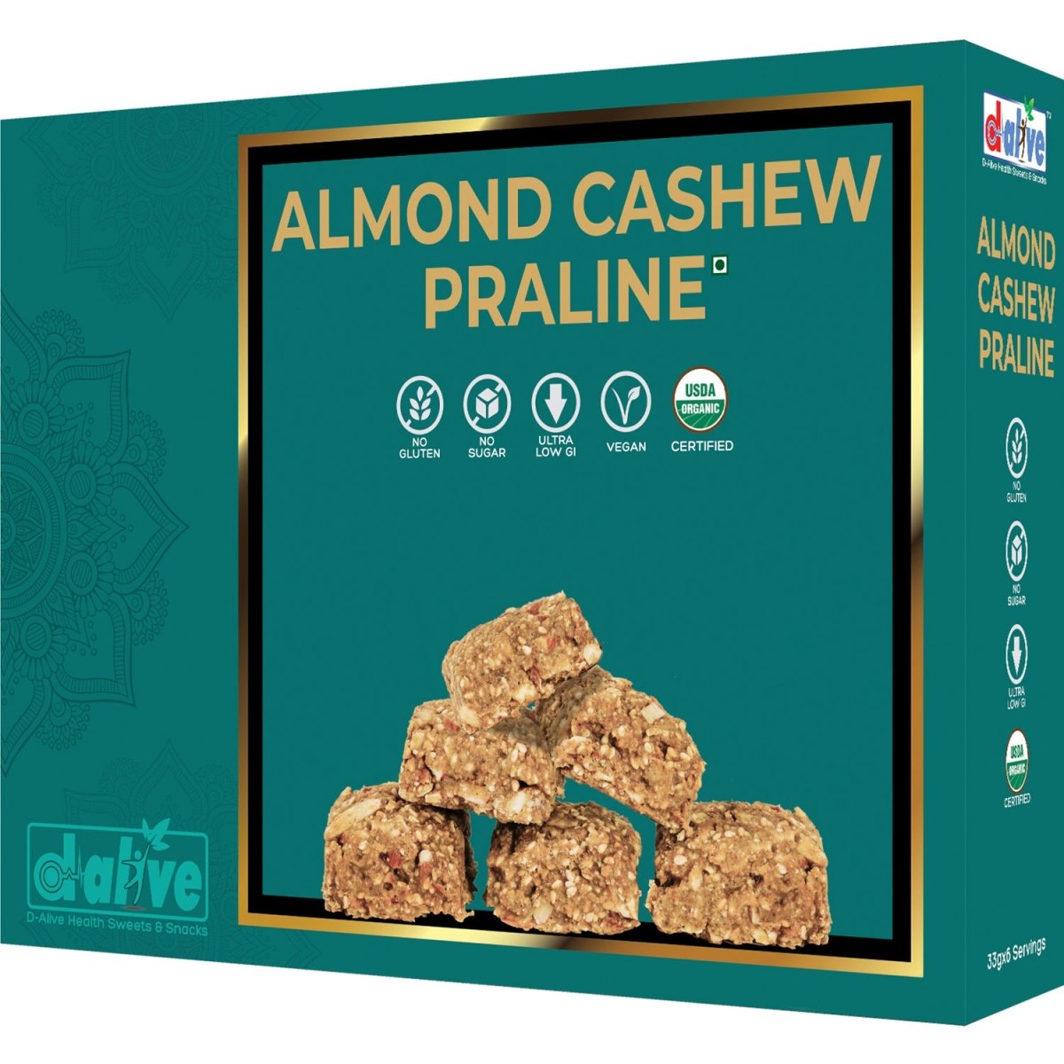 Almond Cashew Praline Nutrient-Rich & Healthy Indian Sweets (200g) - Kreate- Sweets