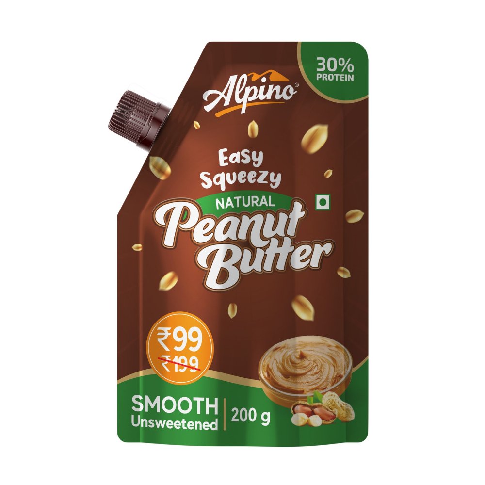 Alpino Easy Squeezy Natural Peanut Butter Smooth (200g) - Kreate- Spreads