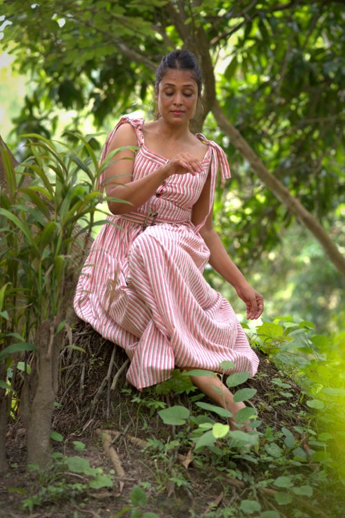 
                  
                    AMARA’S GRACE~Striped Sleeveless Dress with Belted Waist - Kreate- Clothing Sets
                  
                