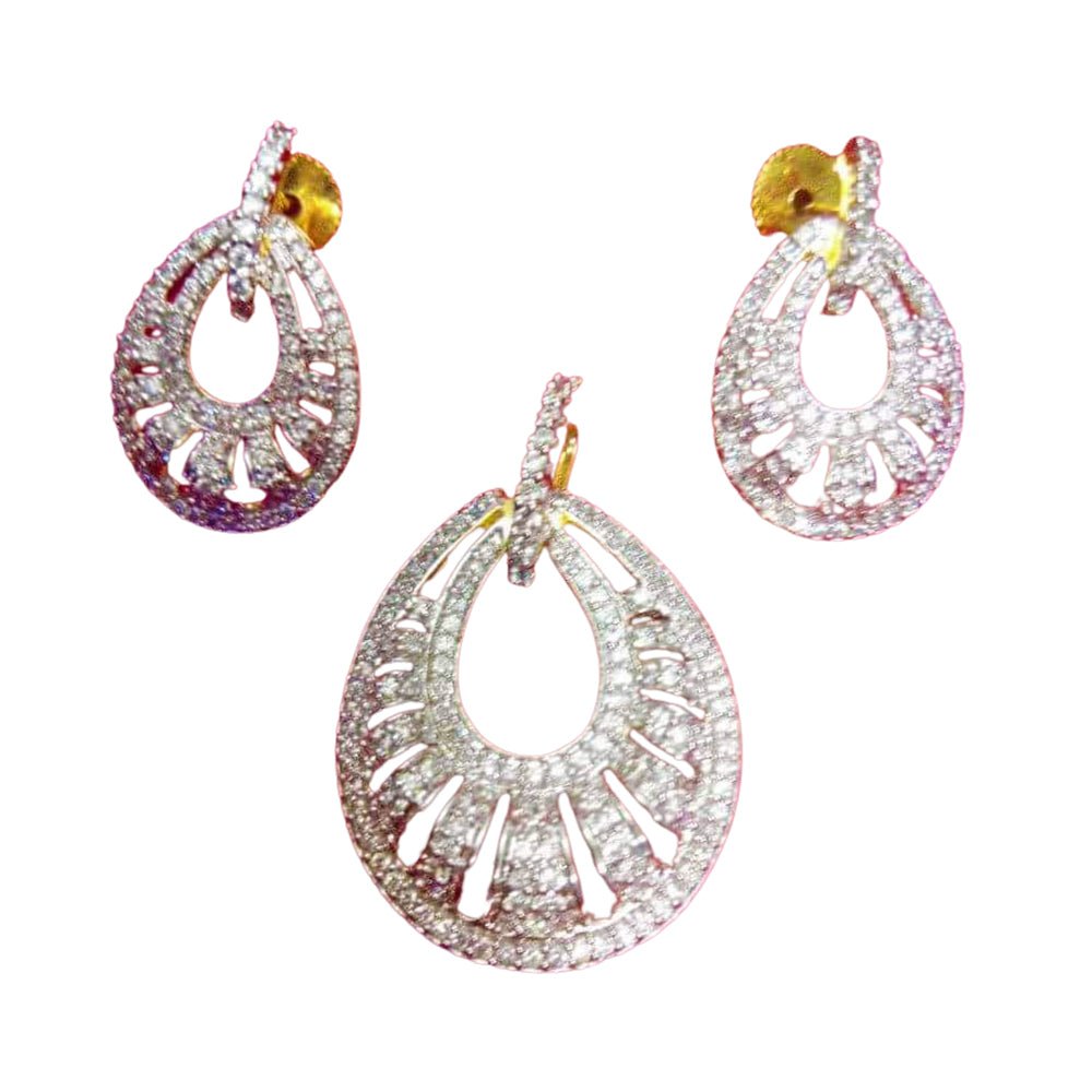 American Diamond Pendant Set - Kreate- Jewellery Sets