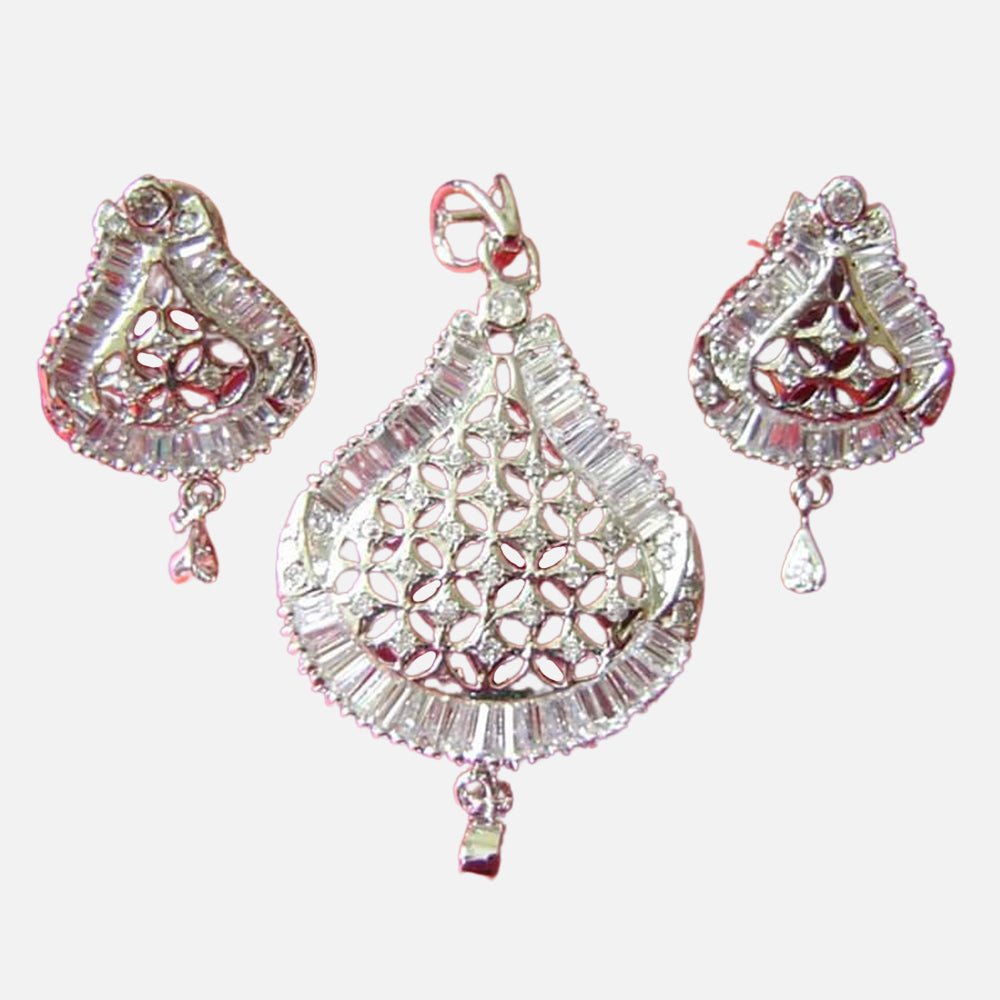 American Diamond Pendent Set - Kreate- Jewellery Sets