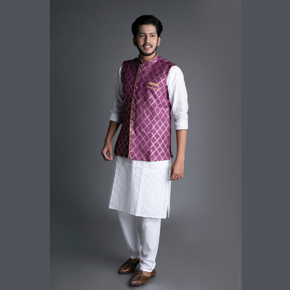 
                  
                    Amethyst Banarasi Brocade Nehru Jacket - Kreate- Jackets
                  
                