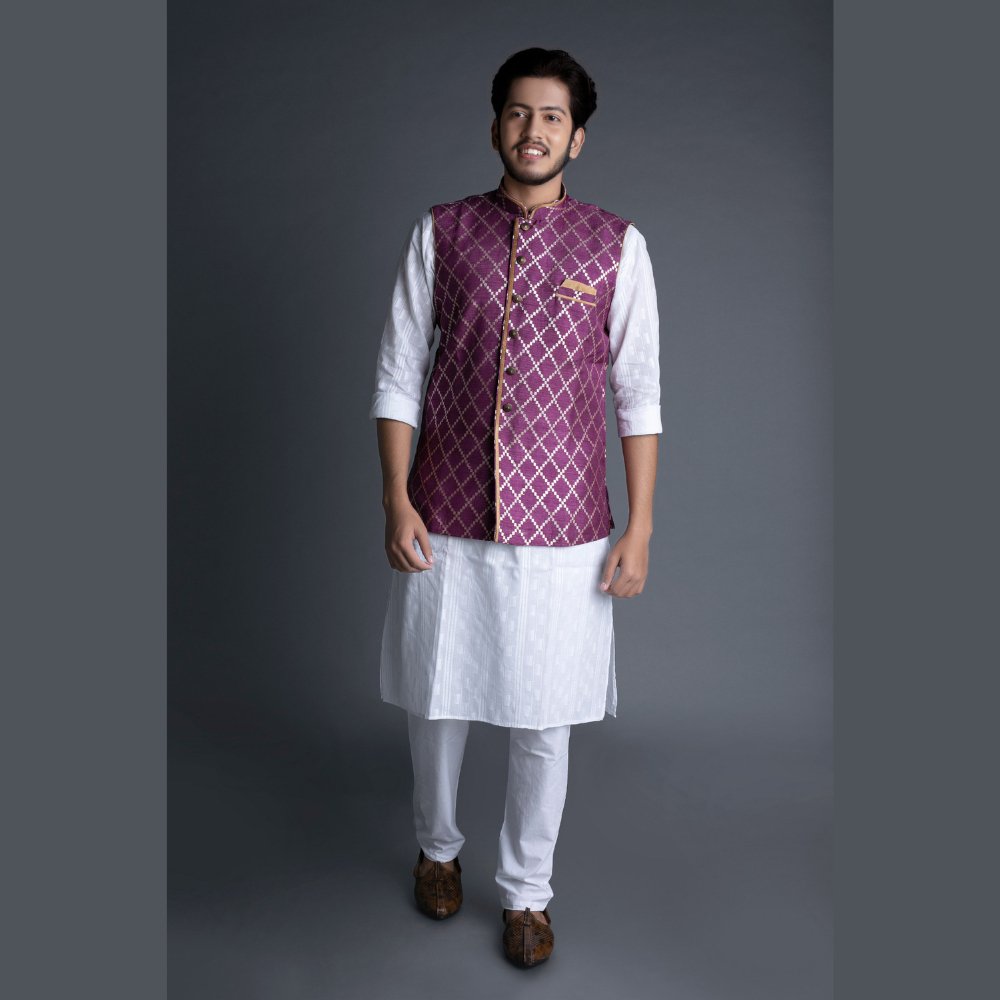 
                  
                    Amethyst Banarasi Brocade Nehru Jacket - Kreate- Jackets
                  
                