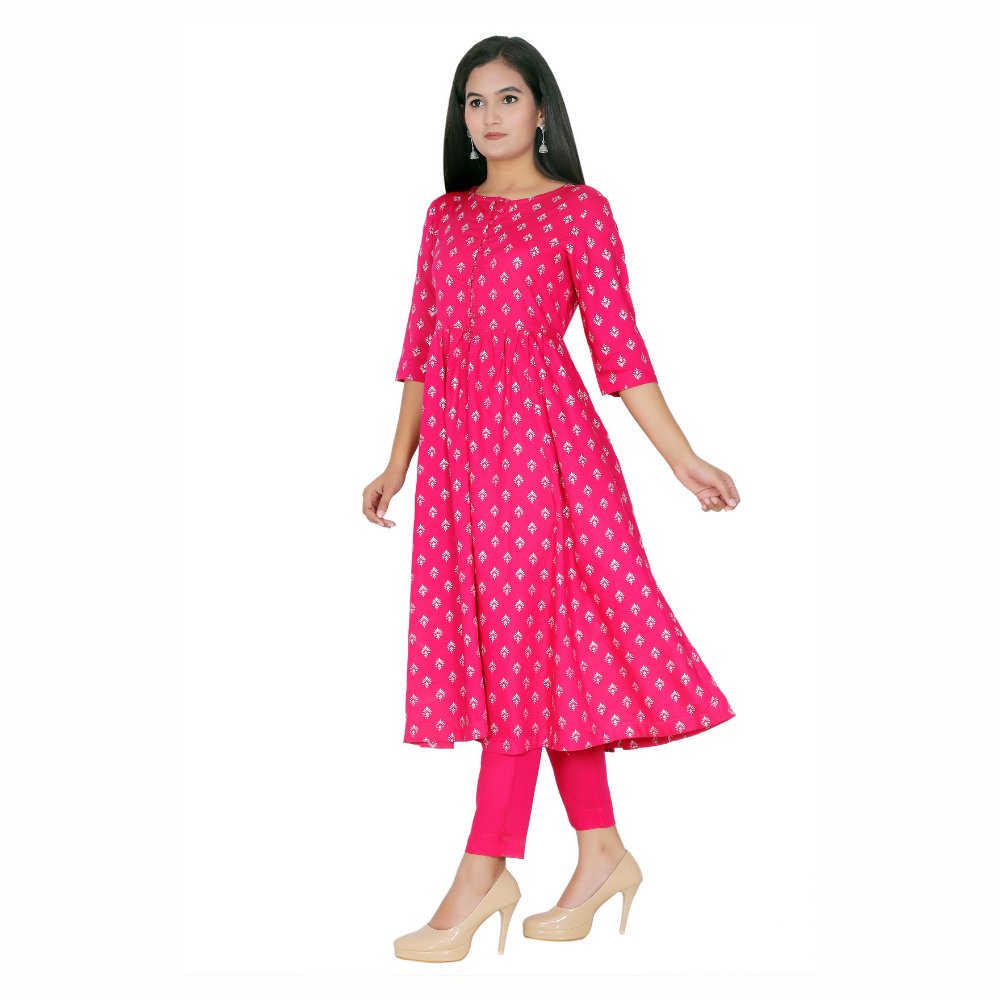 
                  
                    Anarkali Kurta Pant Set - Kreate- Kurtis & Salwar Suits
                  
                