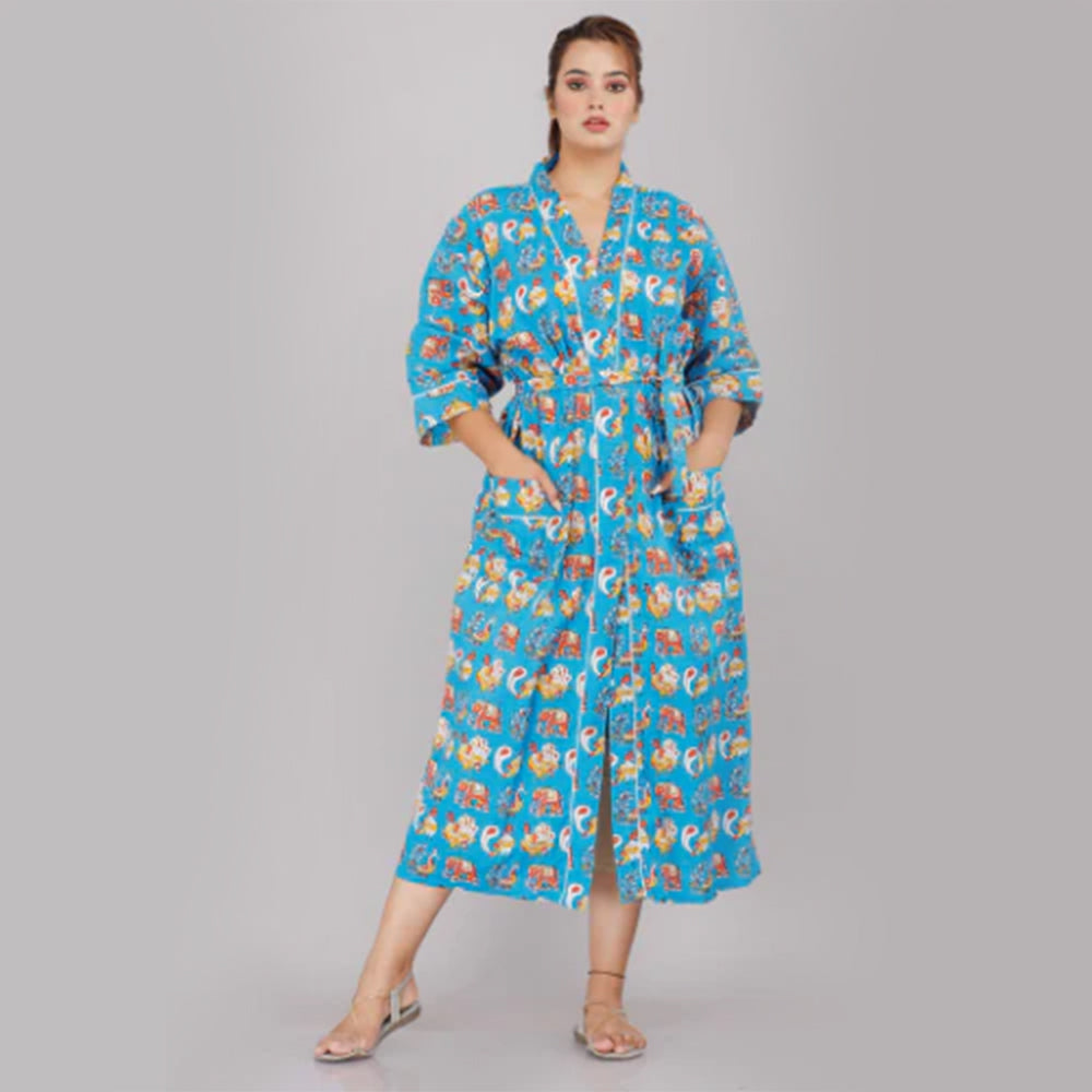 
                  
                    Animal Pattern Kimono Robe Long Bathrobe For Women (Blue)
                  
                