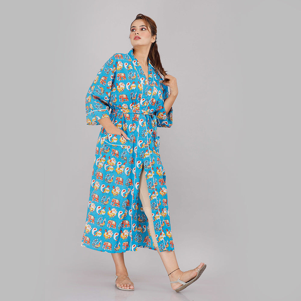 
                  
                    Animal Pattern Kimono Robe Long Bathrobe For Women (Blue)
                  
                