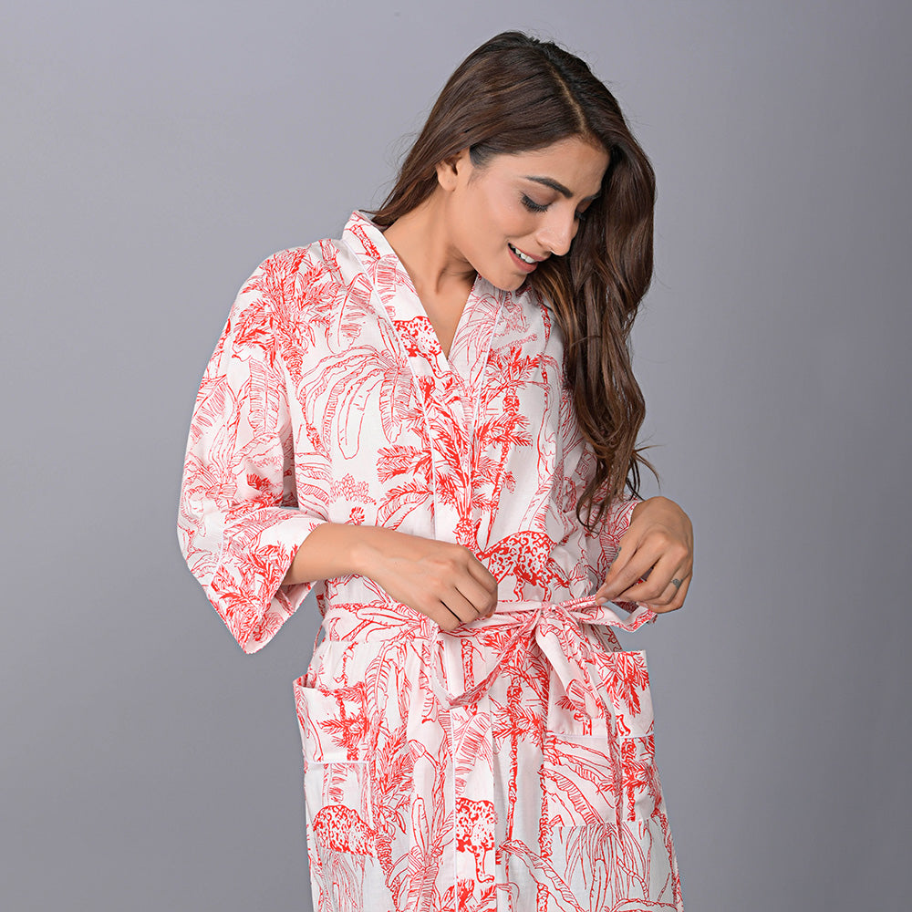 
                  
                    Animal Pattern Kimono Robe Long Bathrobe For Women (Red)
                  
                