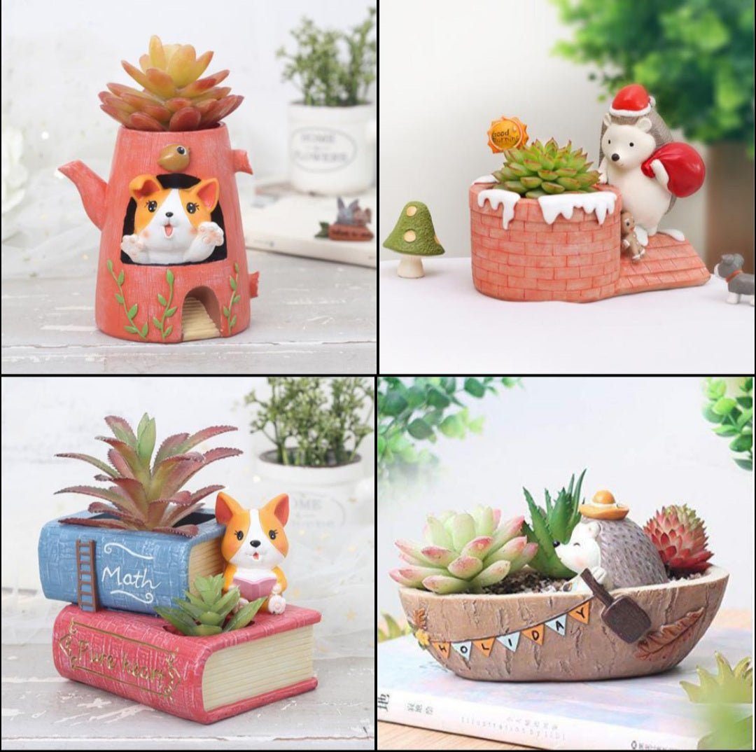 Animal-themed Planters (Set of 4) - Kreate- Planters & Pots