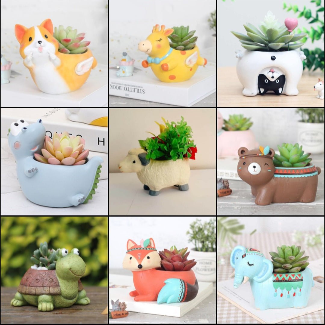 Animal-themed Planters (Set of 9) - Kreate- Showpieces