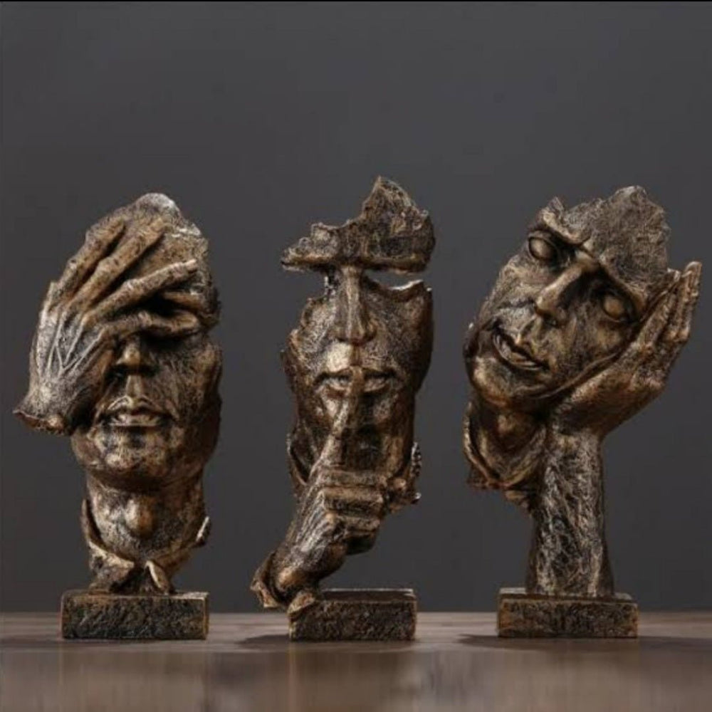 Antique Hands Faces Set for Home Decor (Set of 3) - Kreate- Showpieces