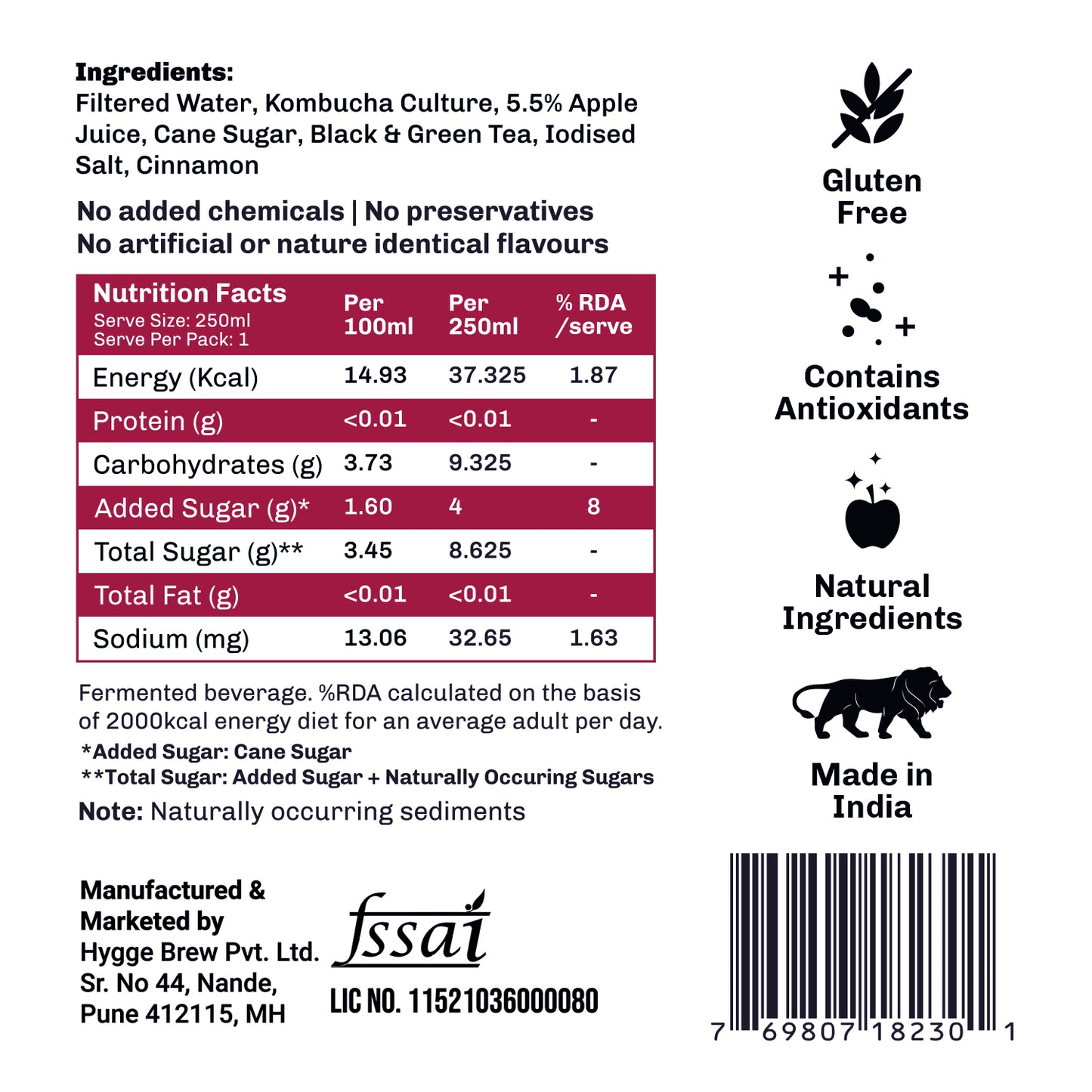 
                  
                    Umami Brew Sparkling Kombucha - Apple Cinnamon Pack of 6 (6X250ml)
                  
                