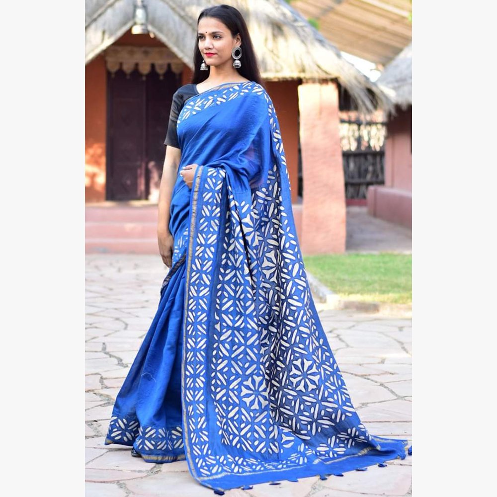 
                  
                    Applique Work Chanderi Silk Saree - Kreate- Sarees & Blouses
                  
                