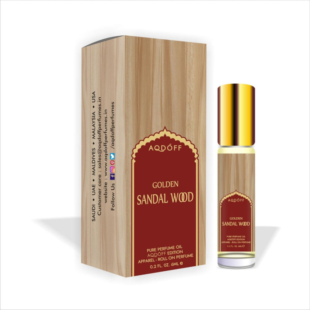 AQDOFF Golden Sandalwood Roll On (6ml) - Kreate- Fragrances