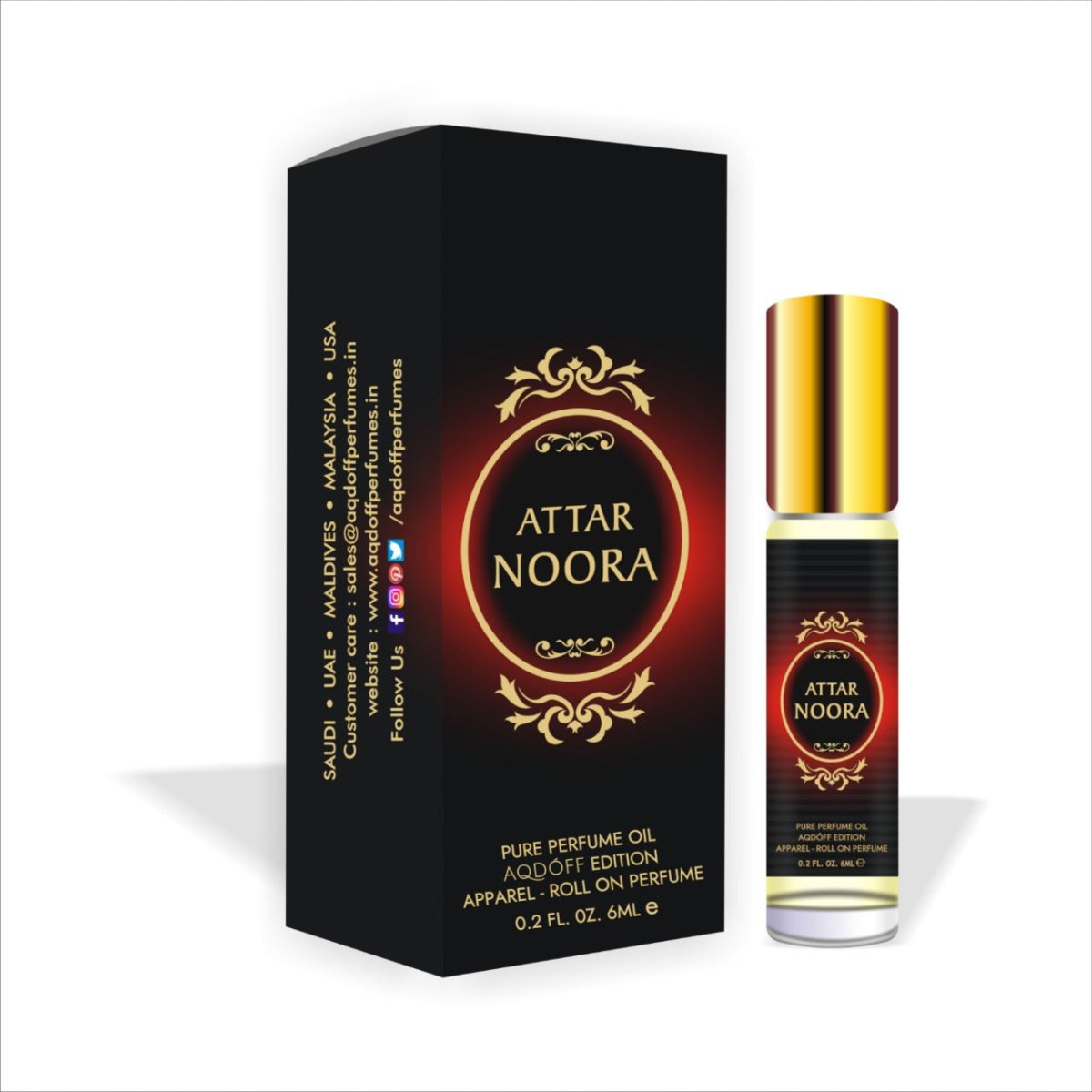 AQDOFF Noora Attar Roll-On (6ml) - Kreate- Fragrances