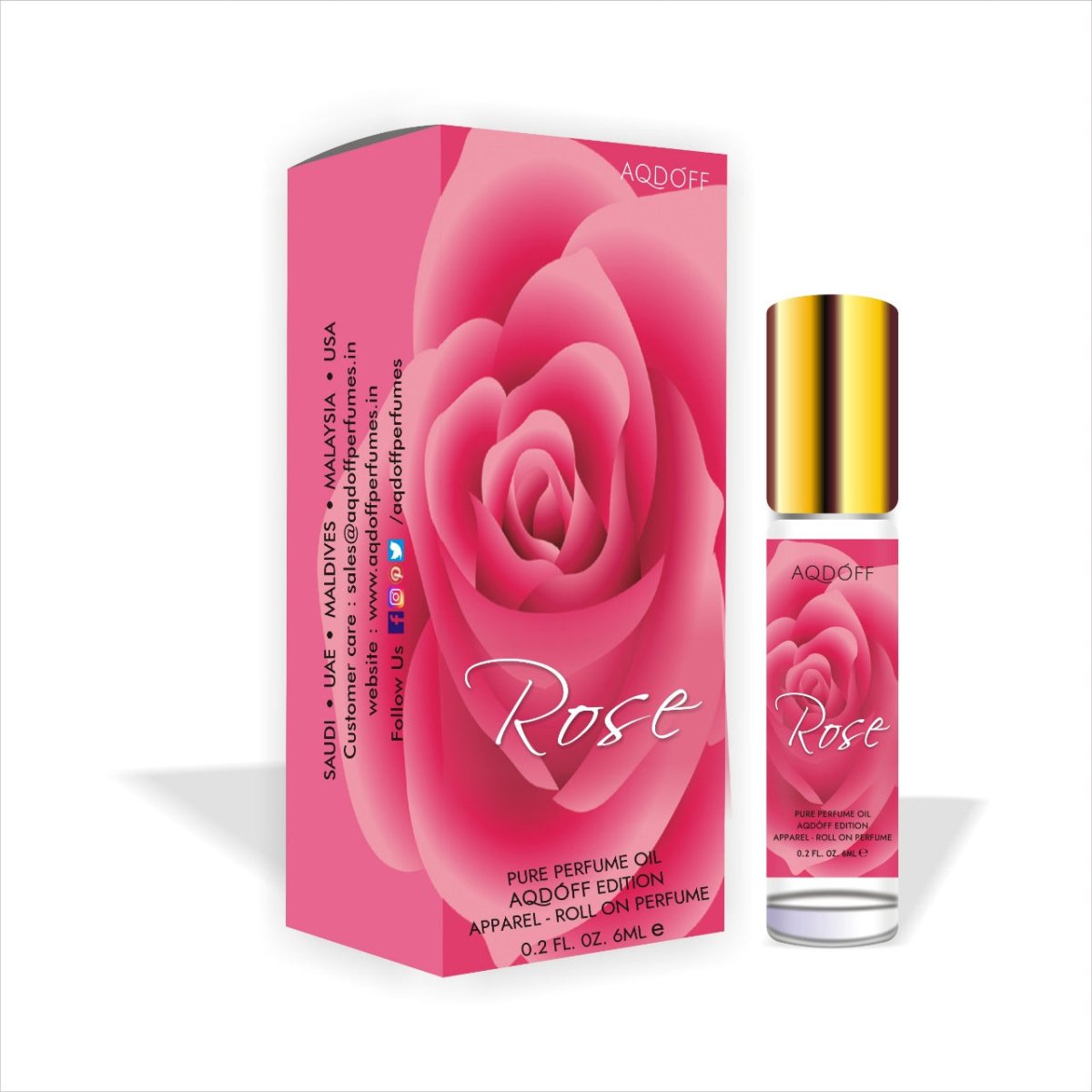 AQDOFF Rose Rolle On (6ml) - Kreate- Fragrances