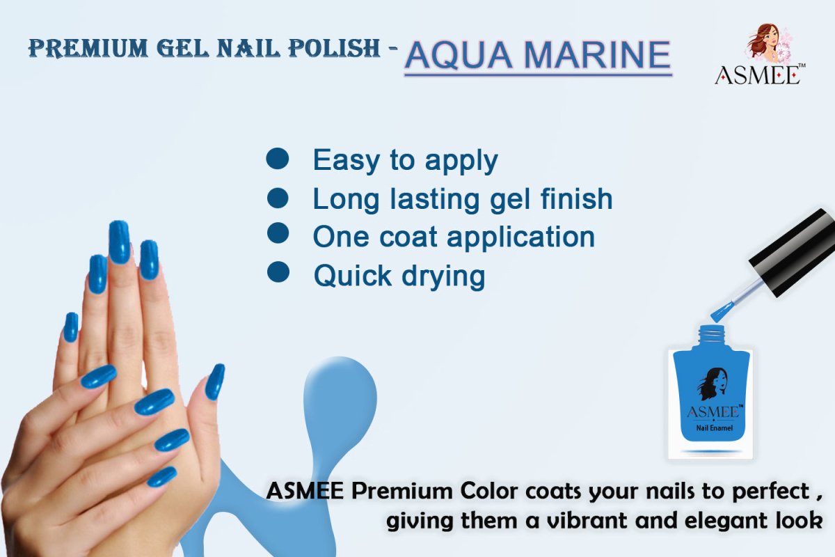 
                  
                    Aqua Marine-Asmee Premium Gel Nail Polish (10ml) - Kreate- Nails
                  
                