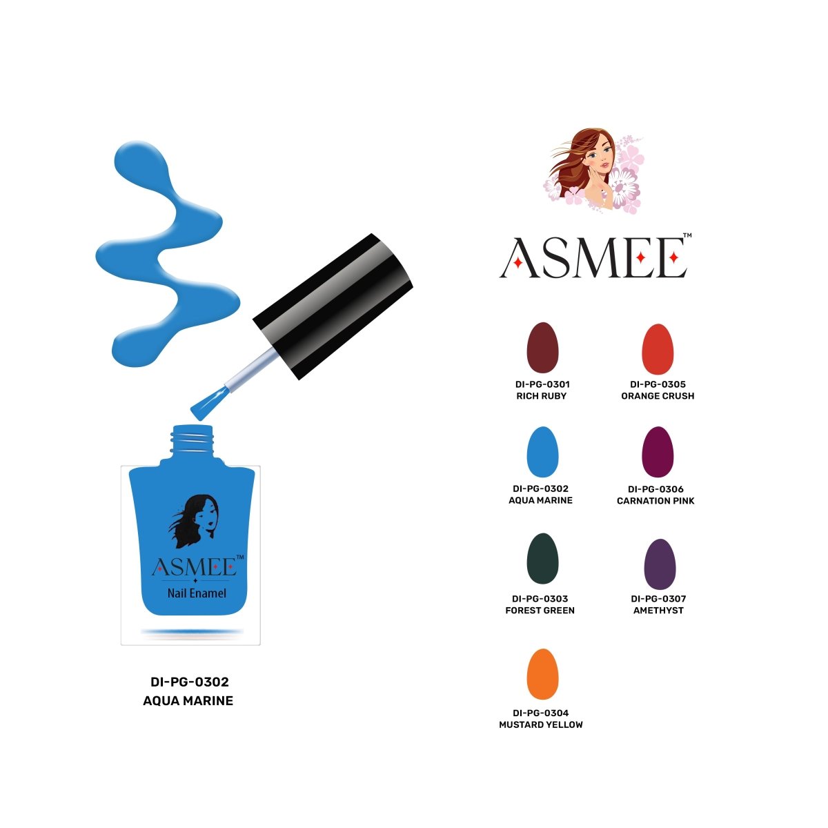 
                  
                    Aqua Marine-Asmee Premium Gel Nail Polish (10ml) - Kreate- Nails
                  
                