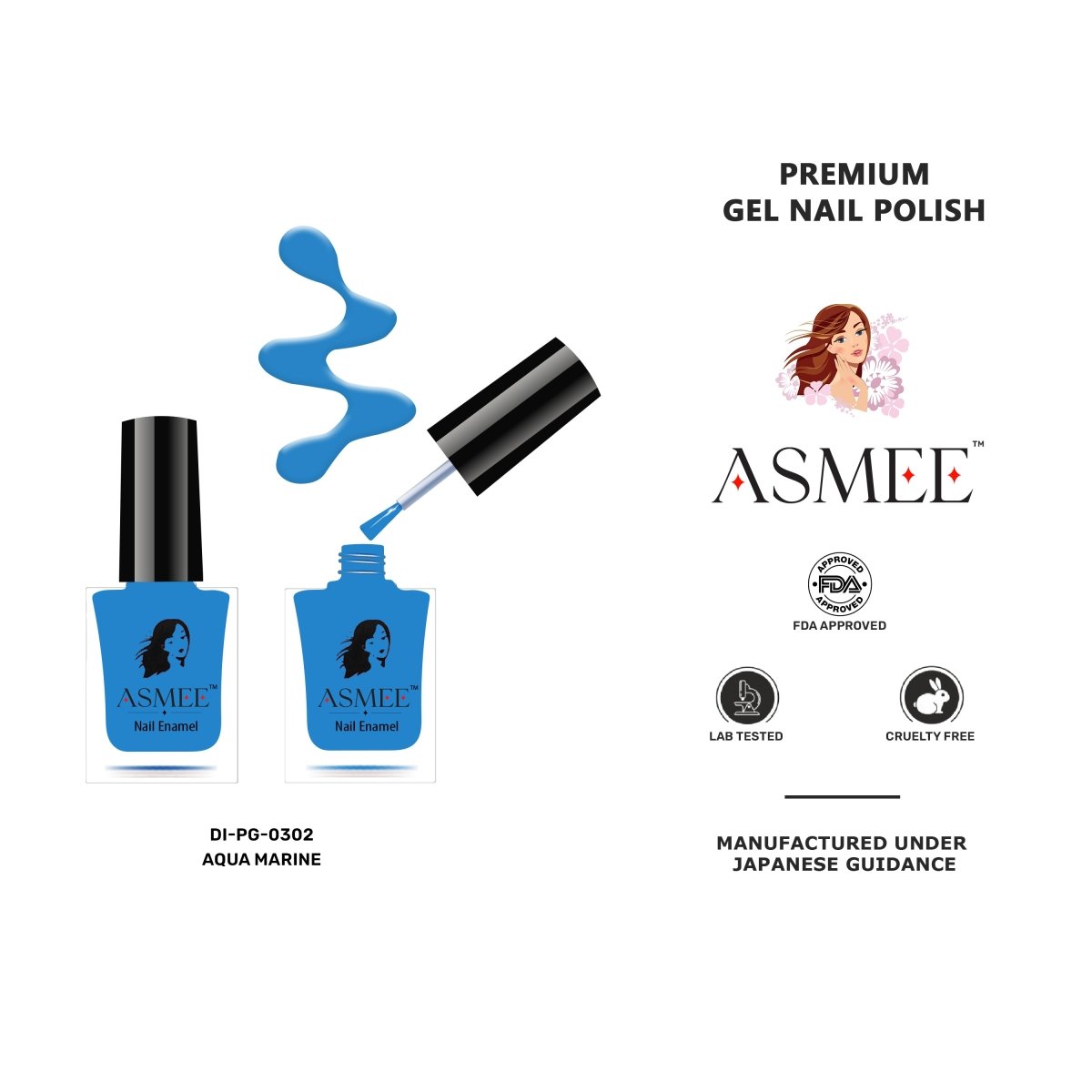 
                  
                    Aqua Marine-Asmee Premium Gel Nail Polish (10ml) - Kreate- Nails
                  
                