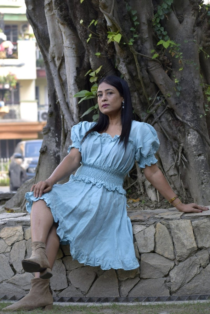 
                  
                    ARCTIC ICE — Short Puff Sleeved High Waisted, Midi A Line Swing Dresses - Kreate- Clothing Sets
                  
                