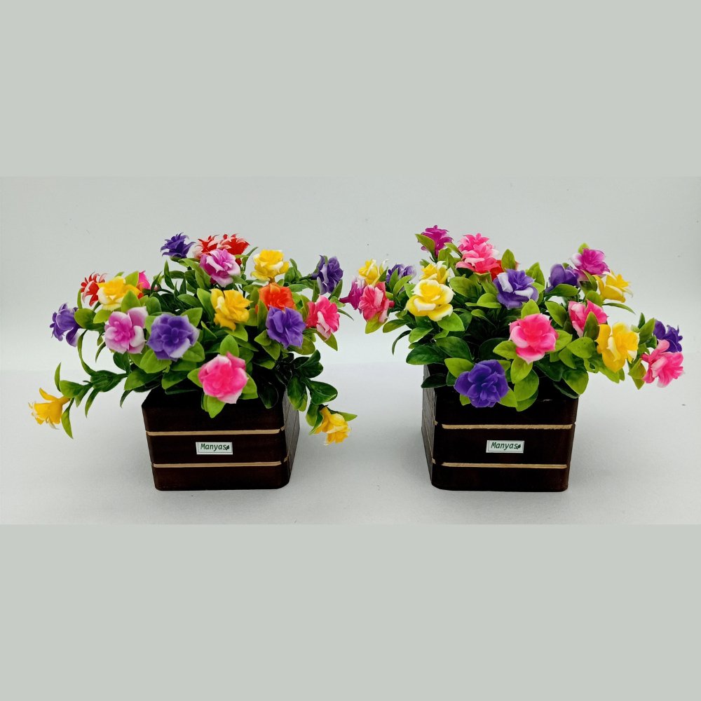 Artificial Colourful Flower Arrangement (Set of 2) - Kreate- Table Decor