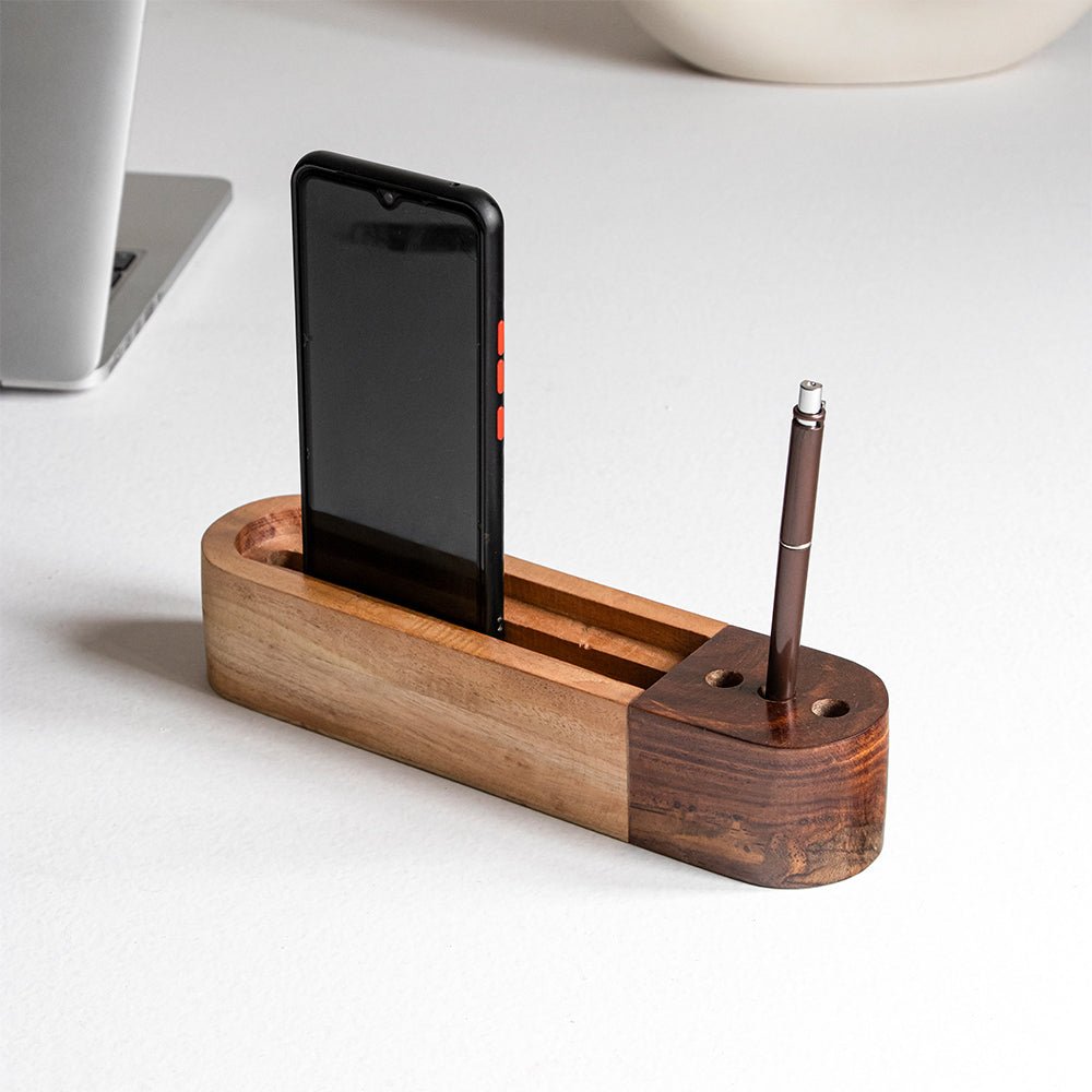 
                  
                    Ashvath Solid Wood Table Stand | Pen Holder | Mobile Stand - Kreate- Pen Stands
                  
                