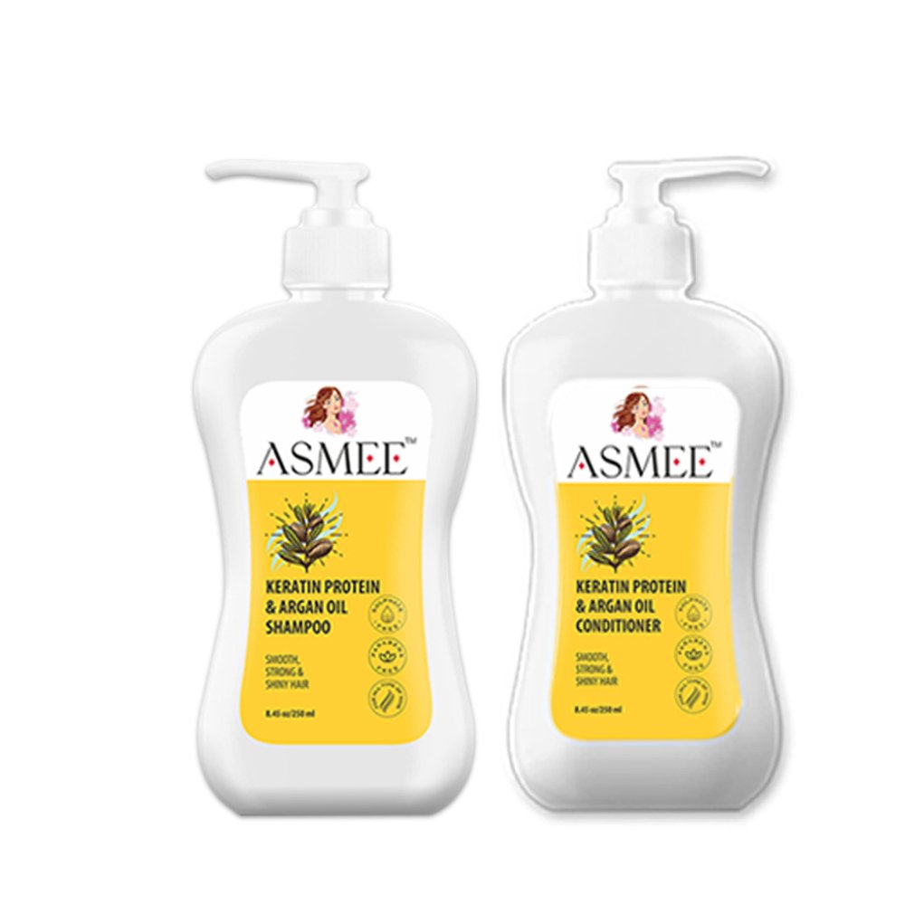 Asmee Keratin Protein, Argan Oil Shampoo & Conditioner Combo (250ml Each) - Kreate- Shampoos