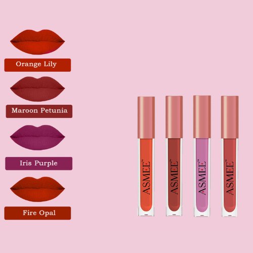 
                  
                    ASMEE Liquid Lipstick Combo (Pack of 4) - Kreate- Lips
                  
                