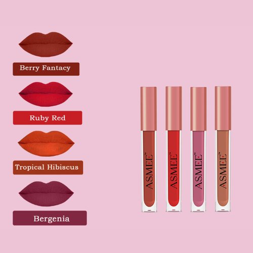 
                  
                    ASMEE Pack of 4 Liquid Lipstick Combo - Kreate- Lips
                  
                