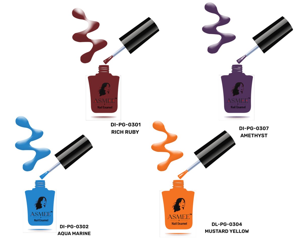 
                  
                    ASMEE Premium Gel Nail Polish Combo (Pack of 4) - Kreate- Nails
                  
                