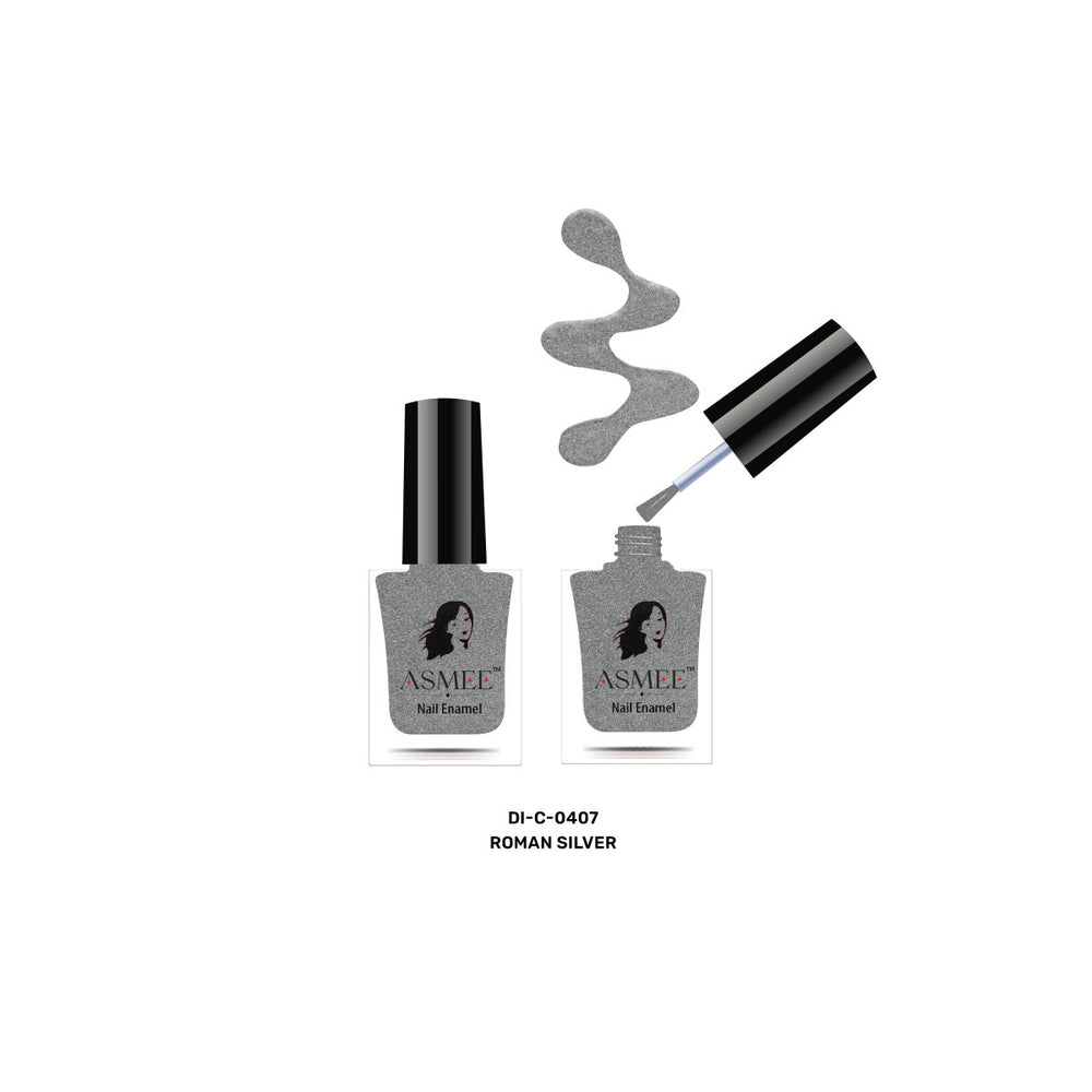 Asmee Roman Silver Classic Nail Polish (10ml) - Kreate- Nails