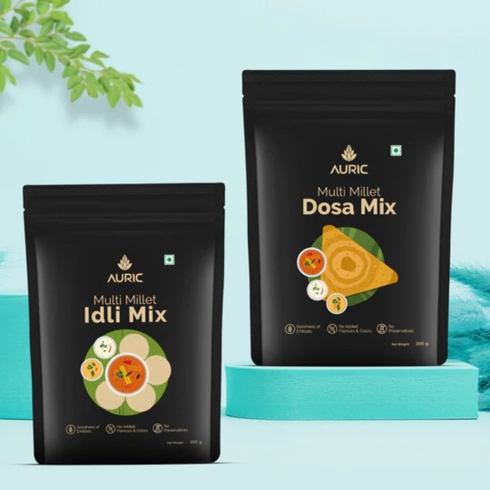 Auric Multi Millet Idli Mix & Dosa Mix Combo Pack (400g) - Kreate- Ready To Eat