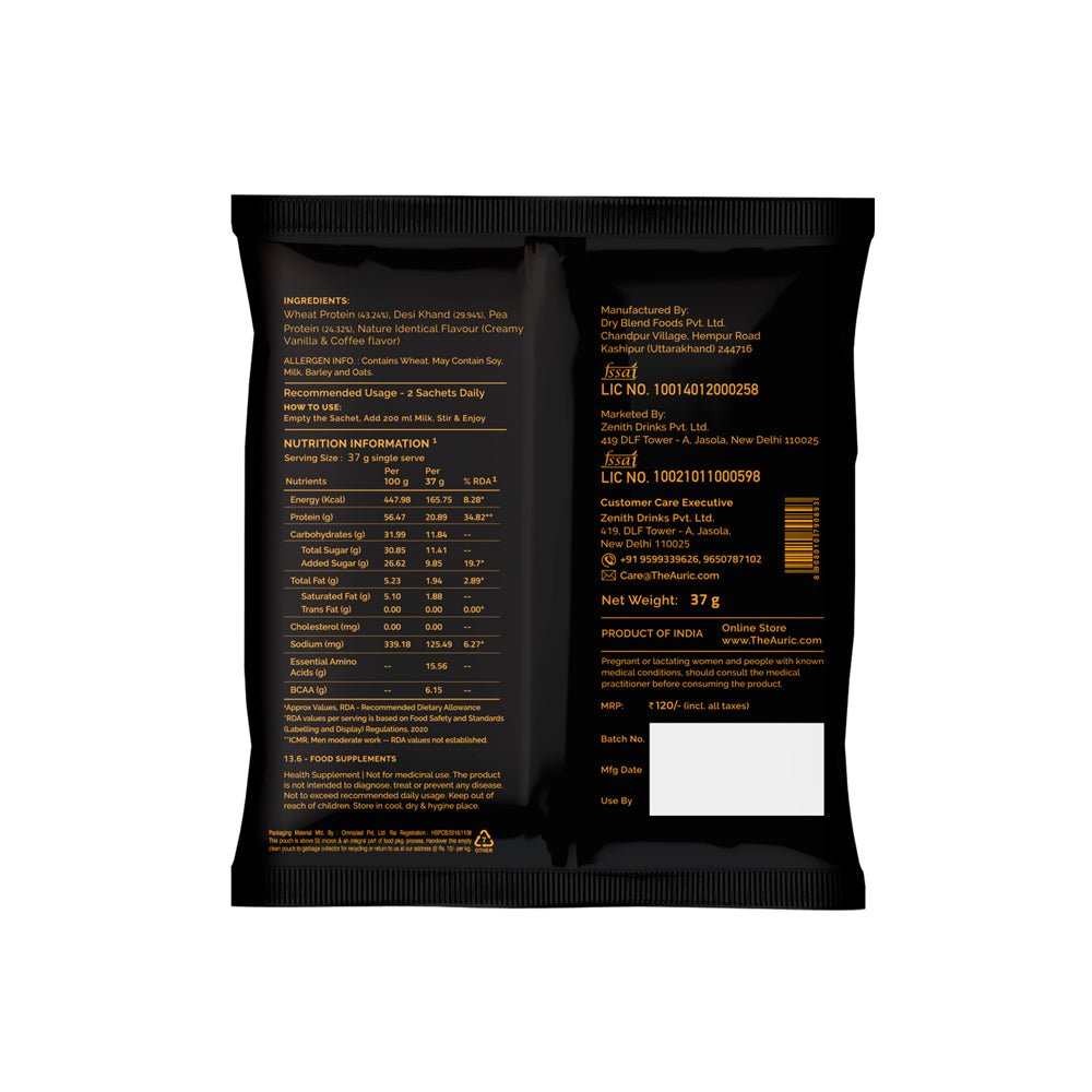 
                  
                    Auric Vegan Protein Powder (Vanilla Coffee Flavor) (8 Sachet) - Kreate- Protein Bars & Powders
                  
                