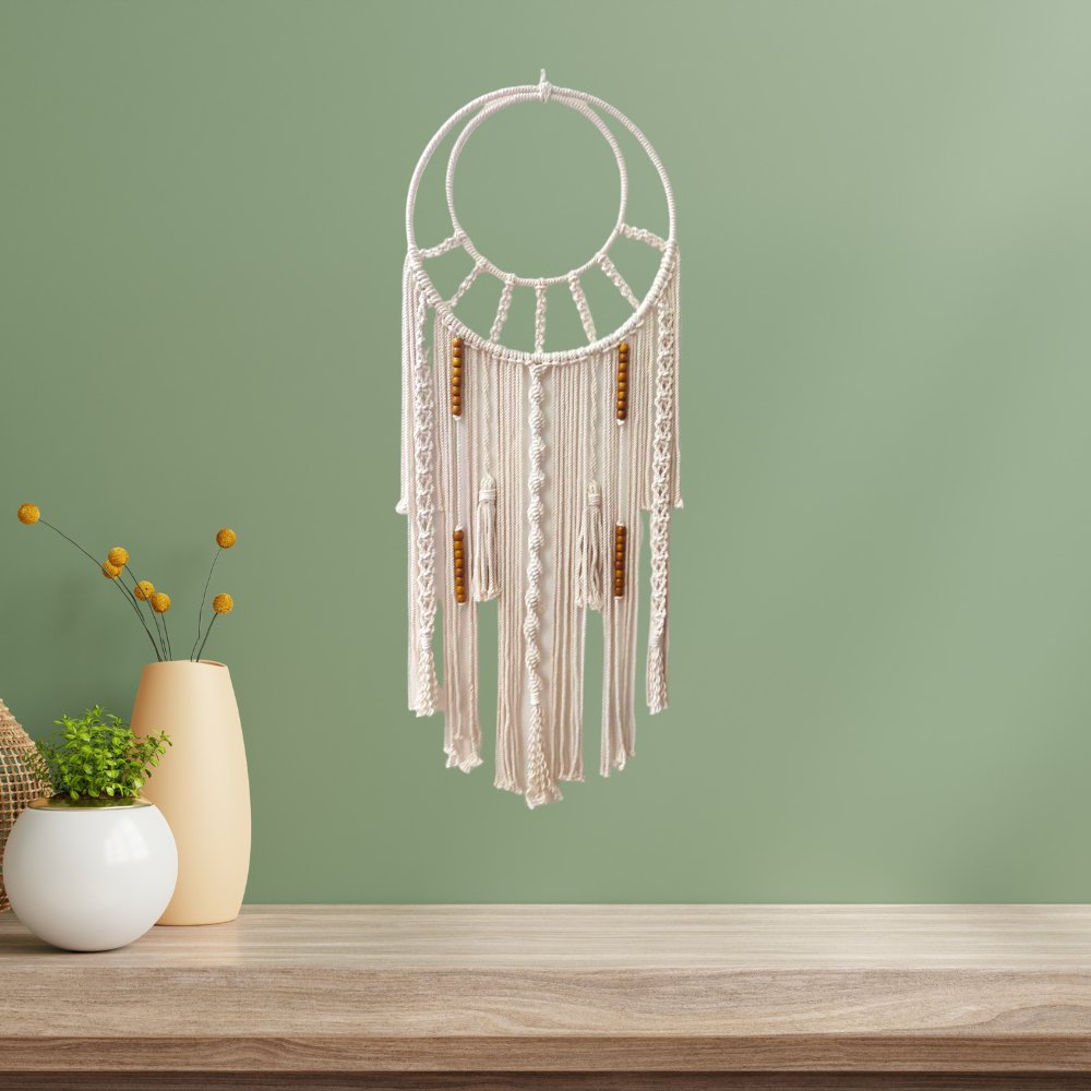 Ayoni Decor Macrame Round Beaded Wall Hanging - Kreate- Wall Decor