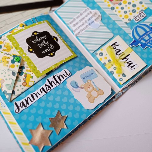 
                  
                    Baby boy scrapbook in blue | baby album personalised with photos - Kreate- Scrapbook
                  
                