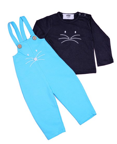 
                  
                    Baby Boy’s Organic Cotton Dungaree Pant & T-Shirt Pack (Blue+ Navy) - Kreate- Clothing Sets
                  
                