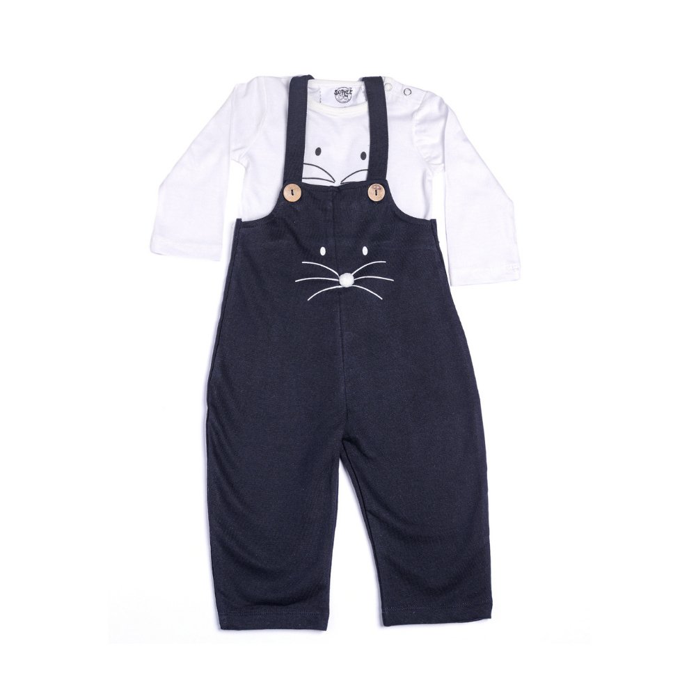 Baby Girl’s Organic Cotton Dungaree Pant & T-Shirt Pack - Kreate- Clothing Sets