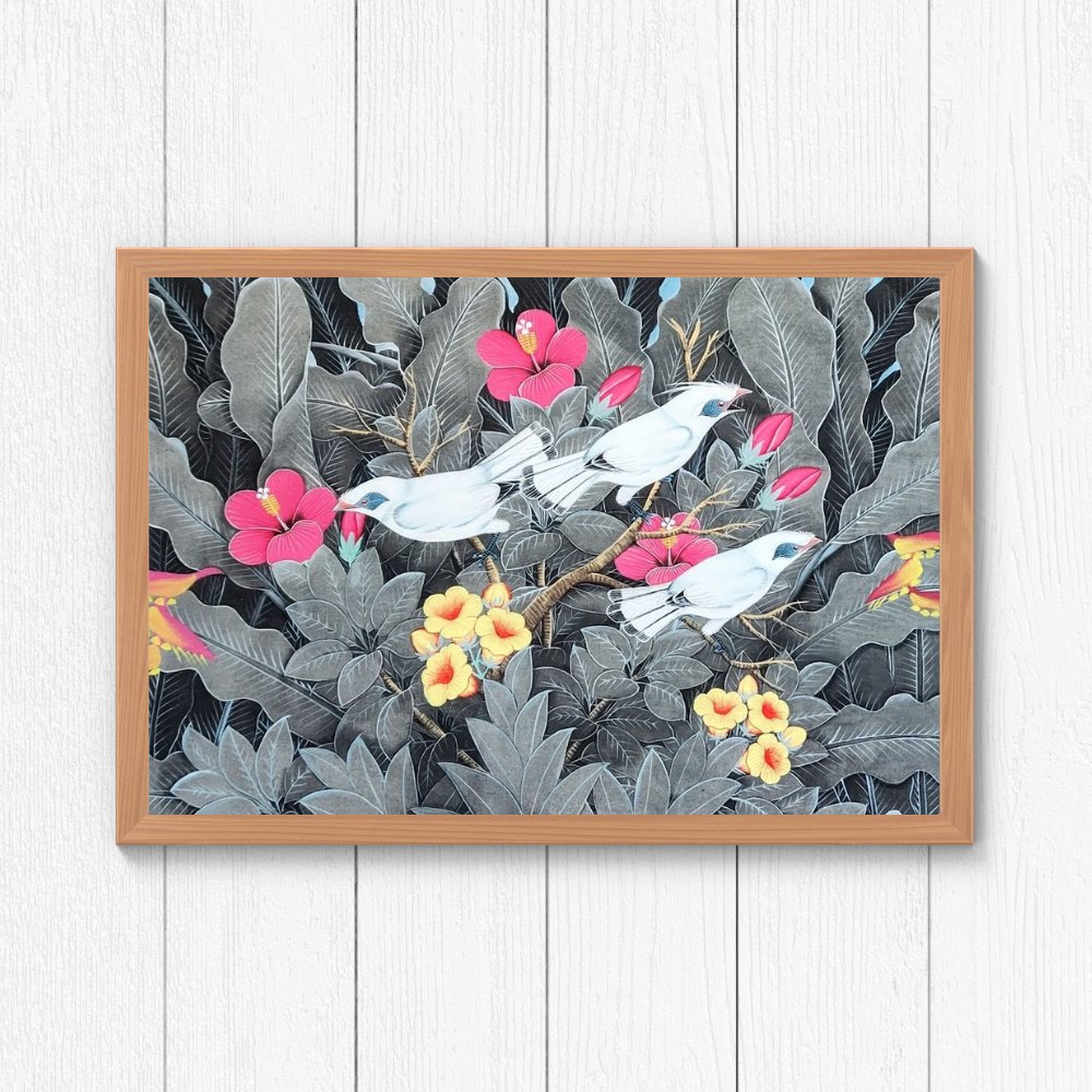 Bali Starling Birds in the Jungle Painting - Kreate- Paintings