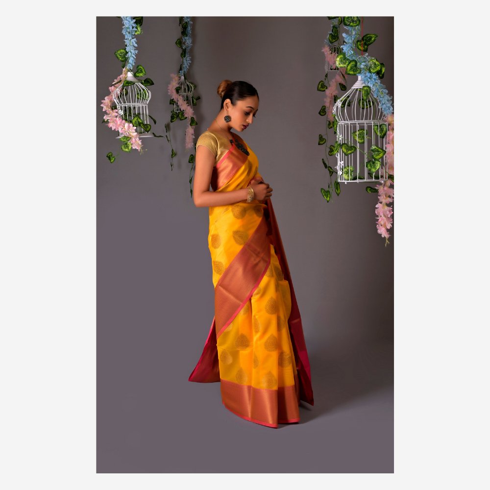 
                  
                    Banarasi Gold Cotton Azeez Silk Saree - Kreate- Sarees & Blouses
                  
                