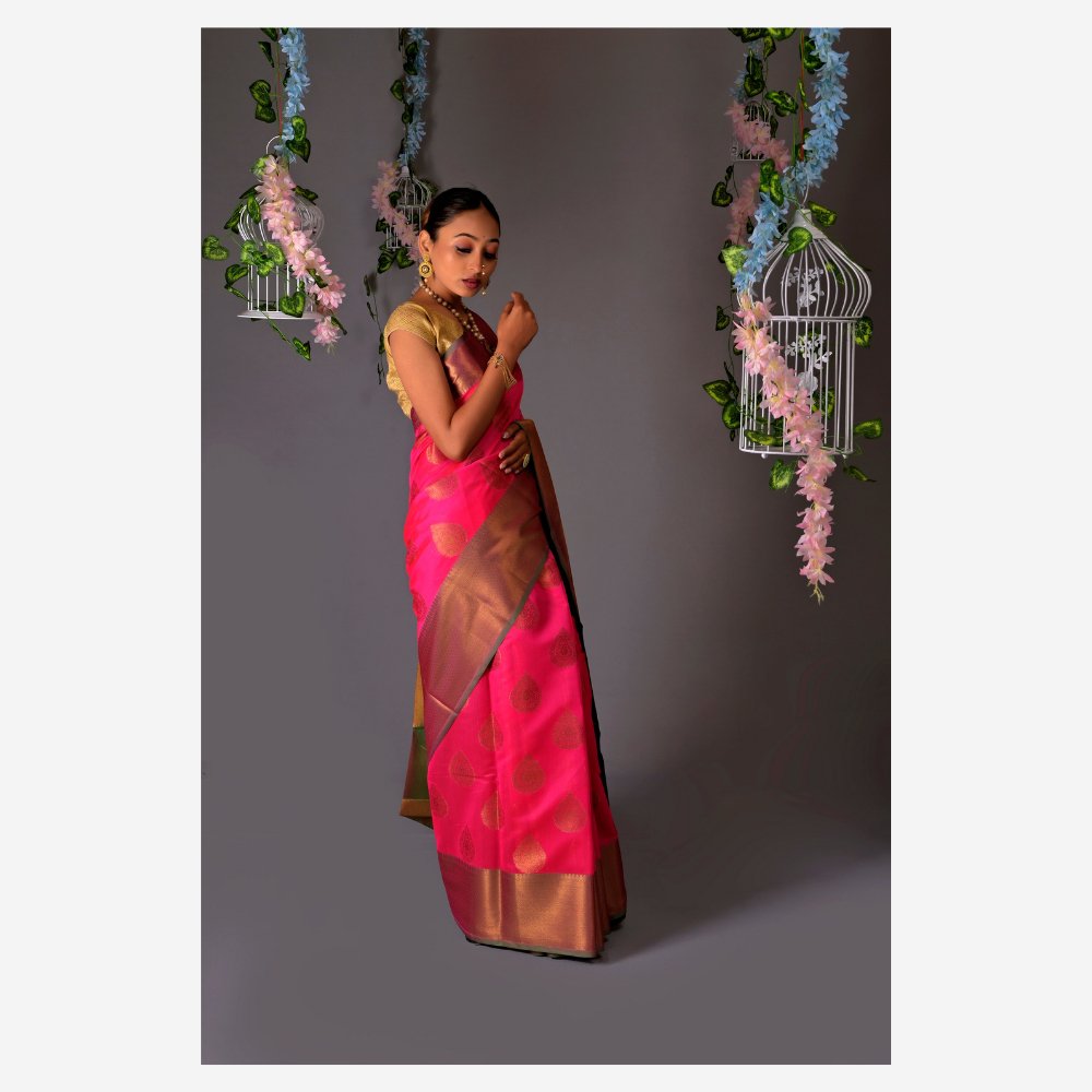 
                  
                    Banarasi Pink Cotton Azeez Silk Saree - Kreate- Sarees & Blouses
                  
                