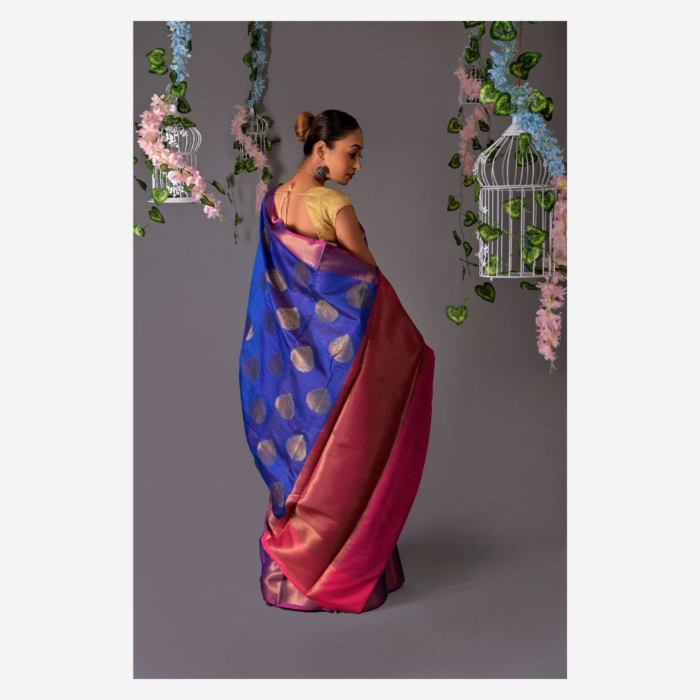 
                  
                    Banarasi Royal Blue Cotton Azeez Silk Saree - Kreate- Sarees & Blouses
                  
                