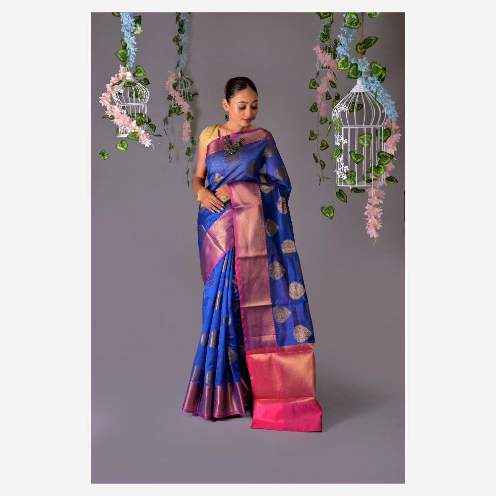 
                  
                    Banarasi Royal Blue Cotton Azeez Silk Saree - Kreate- Sarees & Blouses
                  
                