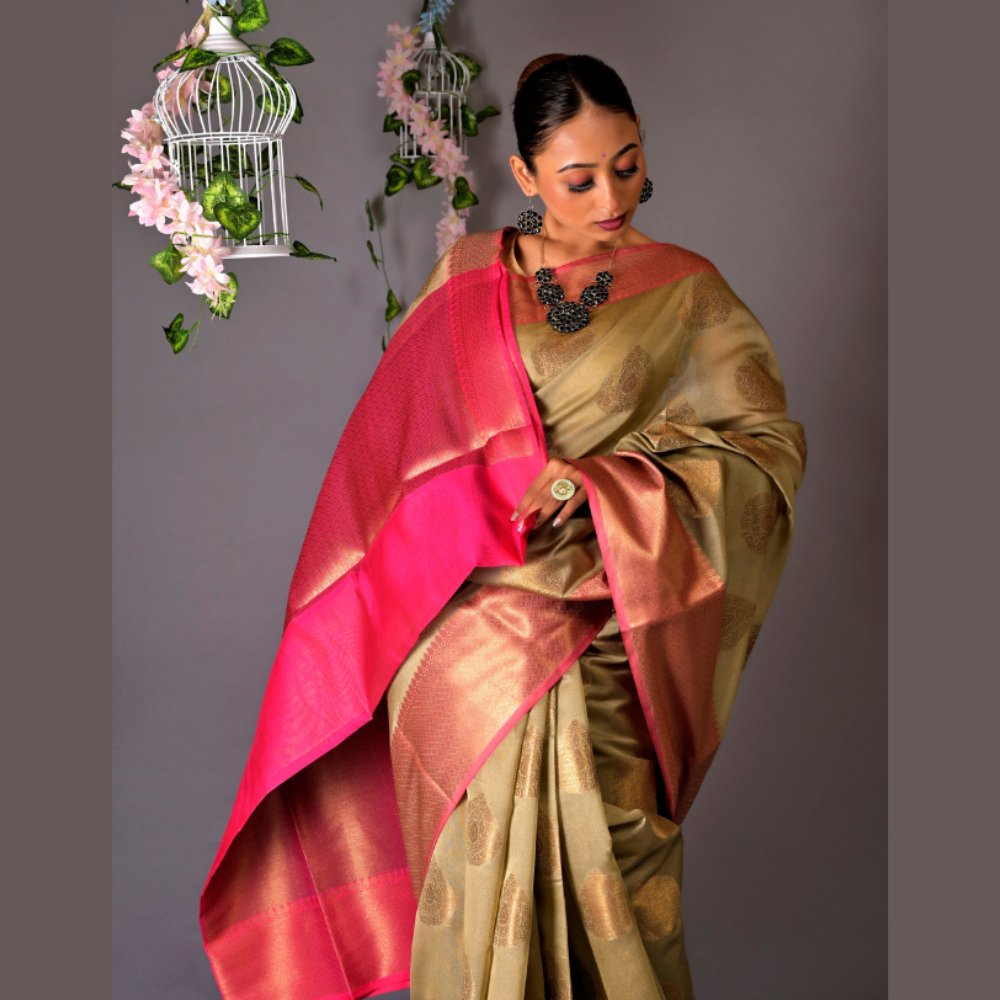 
                  
                    Banarasi Tussar Cotton Azeez Silk Saree - Kreate- Sarees & Blouses
                  
                