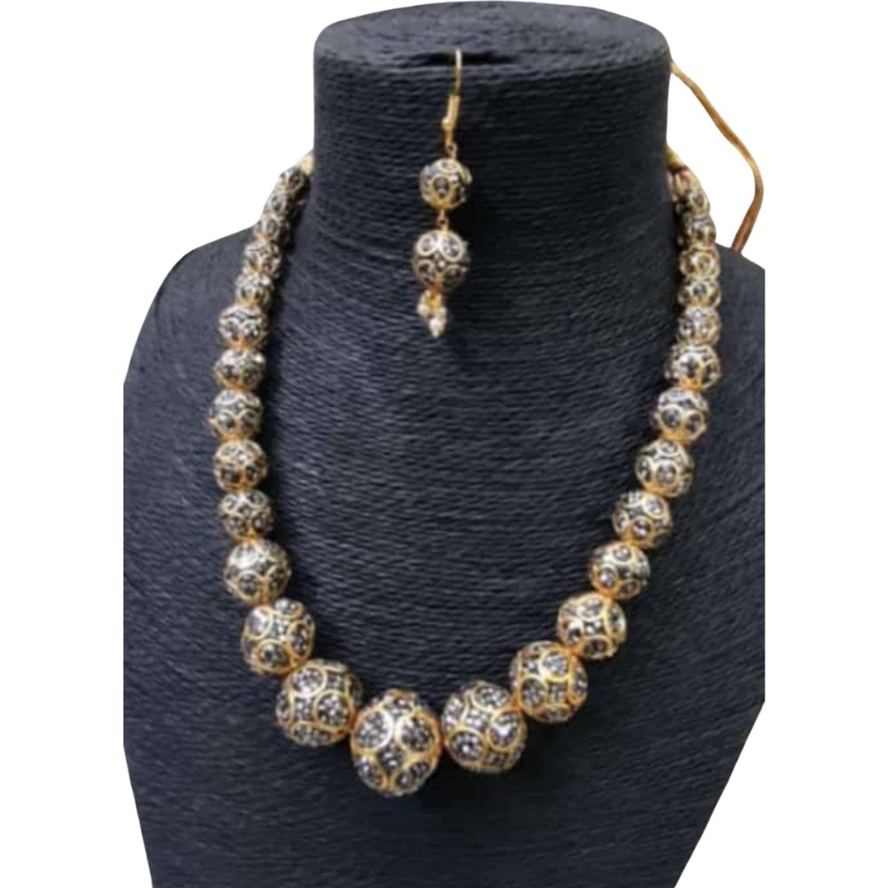 
                  
                    BANDISH Designer Black Shiny Studded Ball Ethnic Heavy Necklace Set - Kreate- Jewellery Sets
                  
                