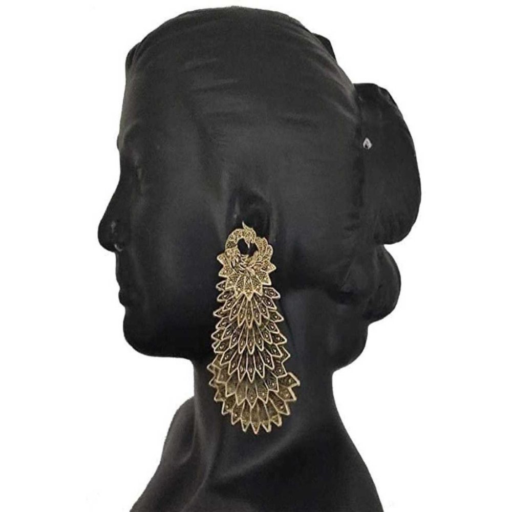 
                  
                    BANDISH Oxidised Antique Gold Peacock Drop Earrings - Kreate- Earrings
                  
                